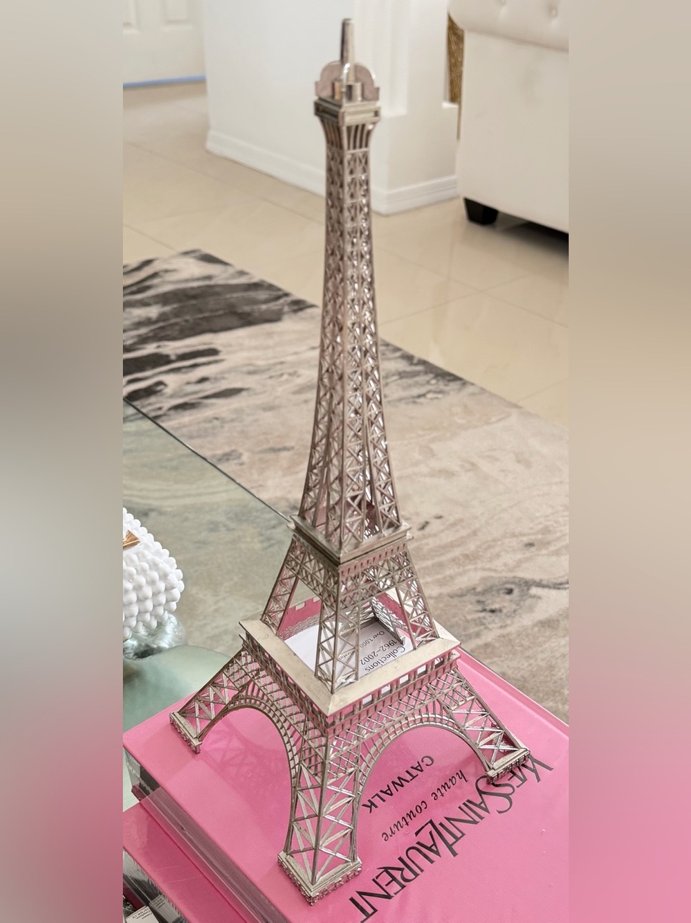 15" Eiffel Tower Statue Decor Alloy Metal, Silver - Picture 10 of 11